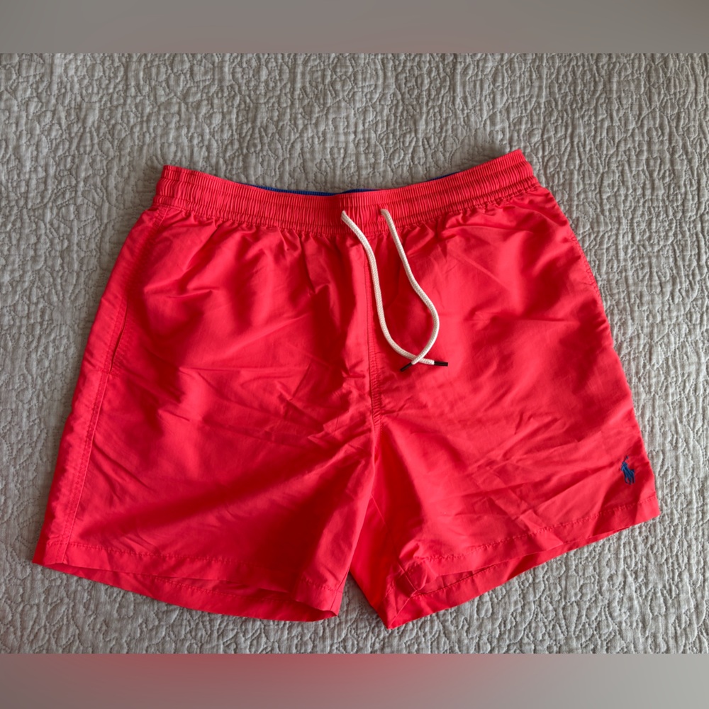 Polo Ralph Lauren‎ Mens Swim Trunks Red Elastic Waist Large Beach Vacation